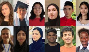 A collage of headshots featuring twelve diverse young individuals, arranged in two rows of six. The group represents a wide range of ethnicities and cultural backgrounds.