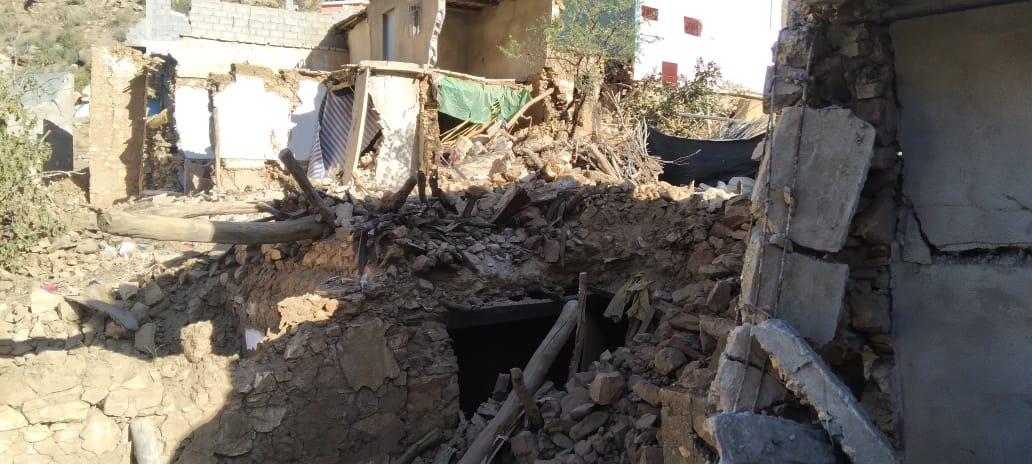 A scene of buildings damaged by the earthquake