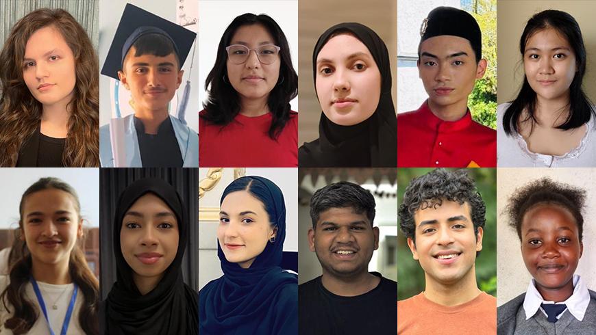 A collage of headshots featuring twelve diverse young individuals, arranged in two rows of six. The group represents a wide range of ethnicities and cultural backgrounds.